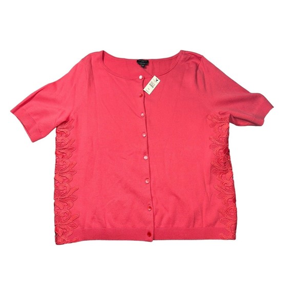 Talbots Cardigan Sweater Womens XL‎ Petite Pink Pima Short Sleeve Career Classic - Picture 1 of 9